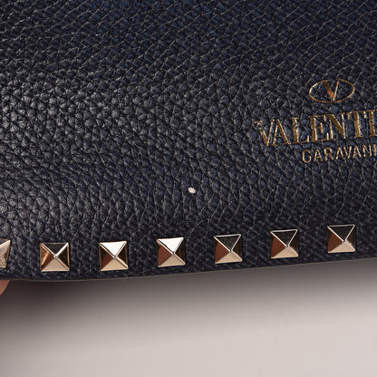 Valentino Garavani Pebbled Calfskin Medium Rockstud Flap Saddle Bag Deep Denim 9 of 11