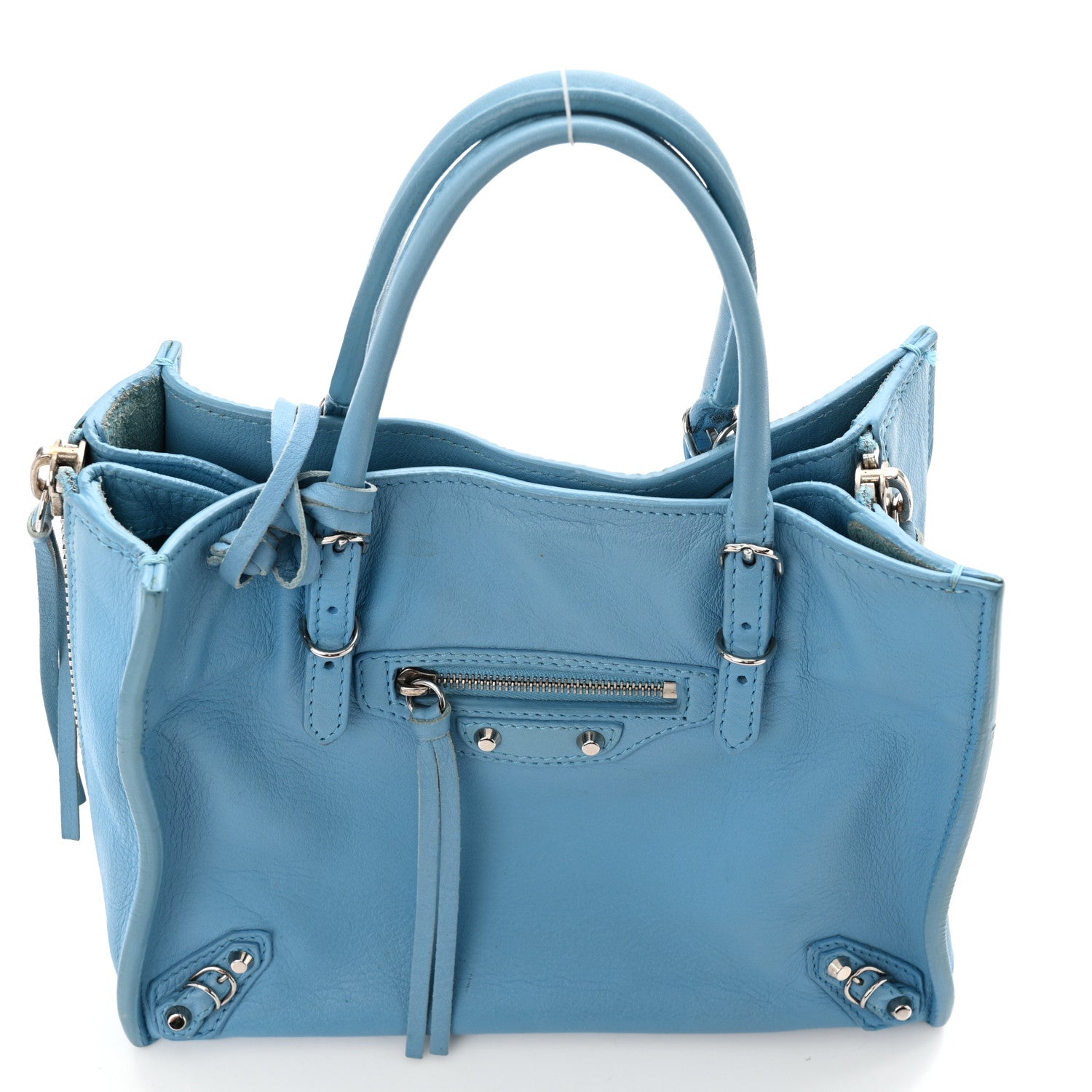 Balenciaga Supple Calfskin Papier Mini A4 Zip Around Tote Bleu Azur Clair 16 of 16
