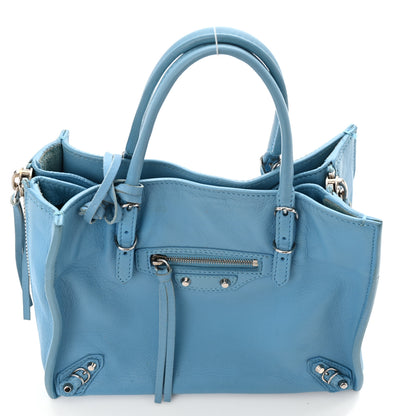 Balenciaga Supple Calfskin Papier Mini A4 Zip Around Tote Bleu Azur Clair 16 of 16