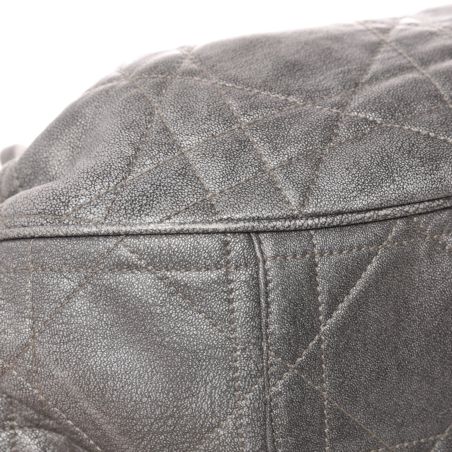 Christian Dior Metallic Lambskin Cannage Flap Shoulder Bag Silver 9 of 13