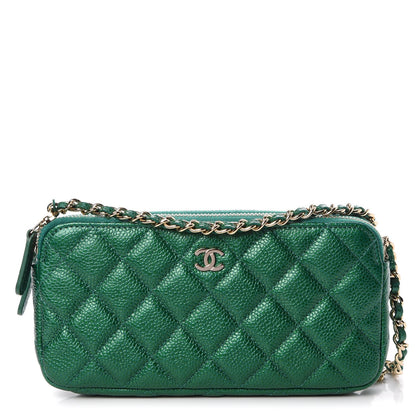 Chanel Caviar Quilted Small Clutch With Chain Green 1 of 10