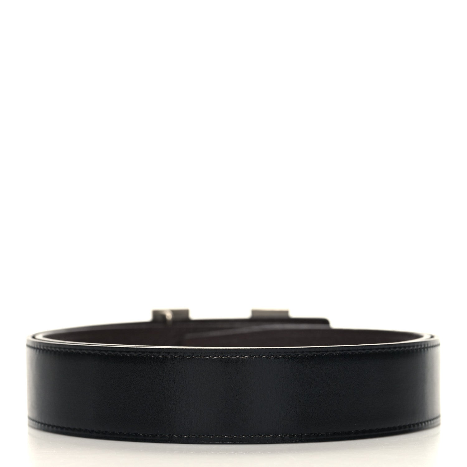Hermes Box Togo 32mm Martelee H Belt 85 Black Chocolate 2 of 5