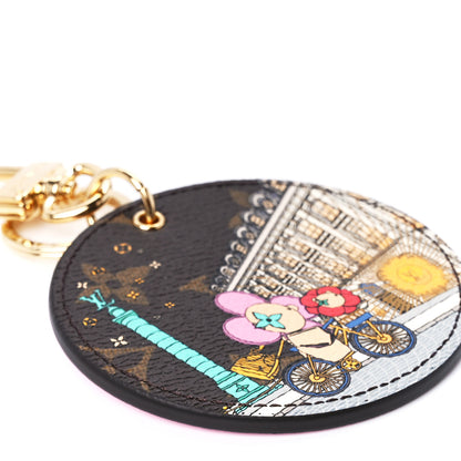 Louis Vuitton Monogram 2022 Christmas Animation Paris Bag Charm Key Ring Pink 8 of 10