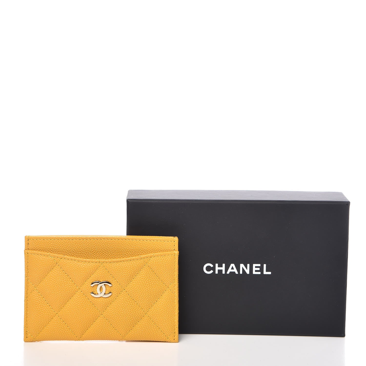 Chanel Caviar Quilted Card Holder Yellow 9 of 9