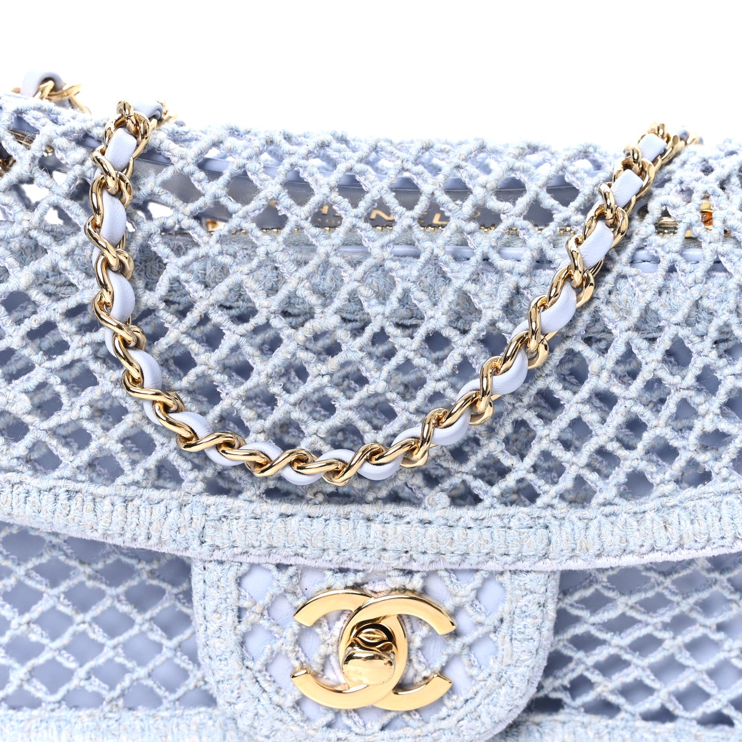 Chanel Mesh Macrame Small Flap Bag  Light Blue 8 of 10