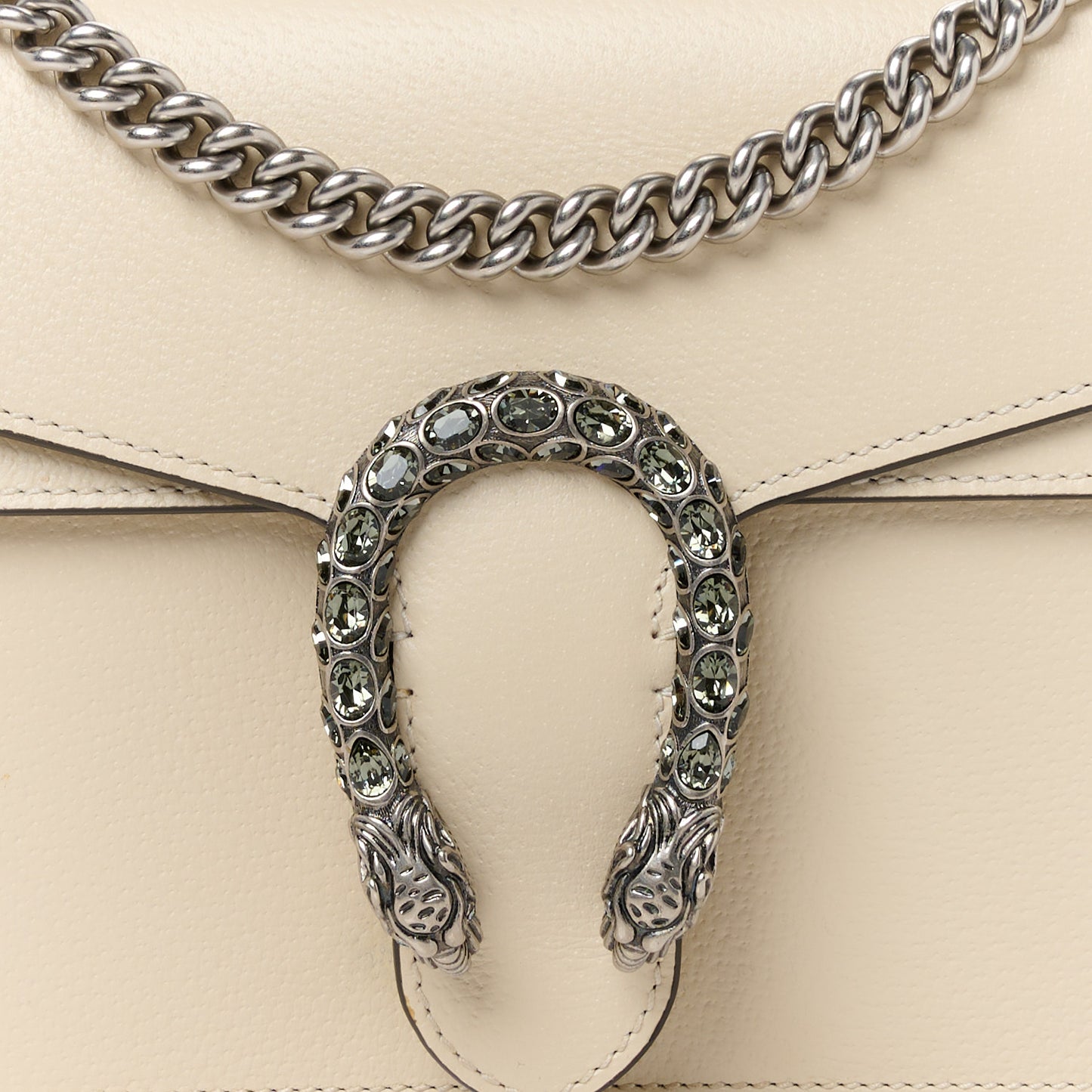 Textured Calfskin Crystal Small Dionysus Shoulder Bag Mystic White