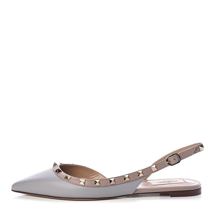 Valentino Garavani Nappa Rockstud Slingback Flats 38.5 Pastel Grey Poudre 1 of 8