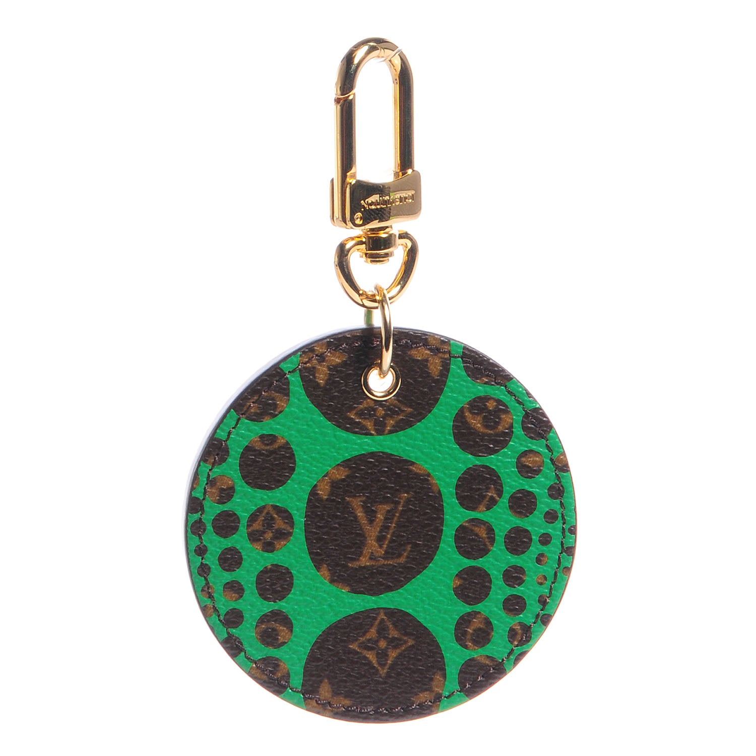 Louis Vuitton Monogram Kusama Pumpkin Dots Key Ring Green 1 of 7