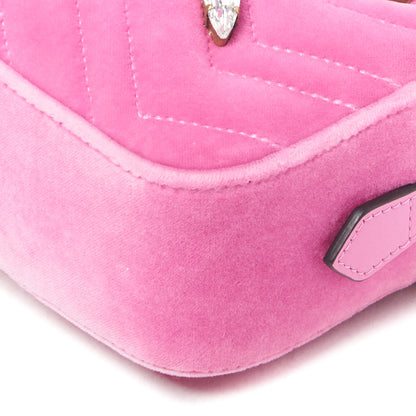 Gucci Velvet Matelasse Marquise Crystals Mini GG Marmont Chain Shoulder Bag Malva 5 of 8