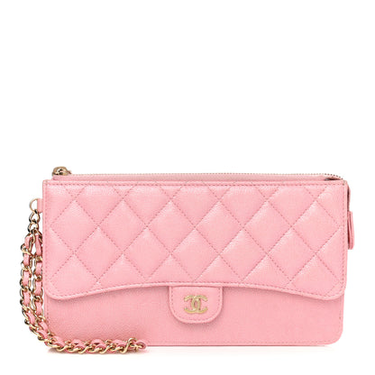 Chanel Iridescent Caviar Quilted Classic Pouch With Handle Rose Pink 1 of 8