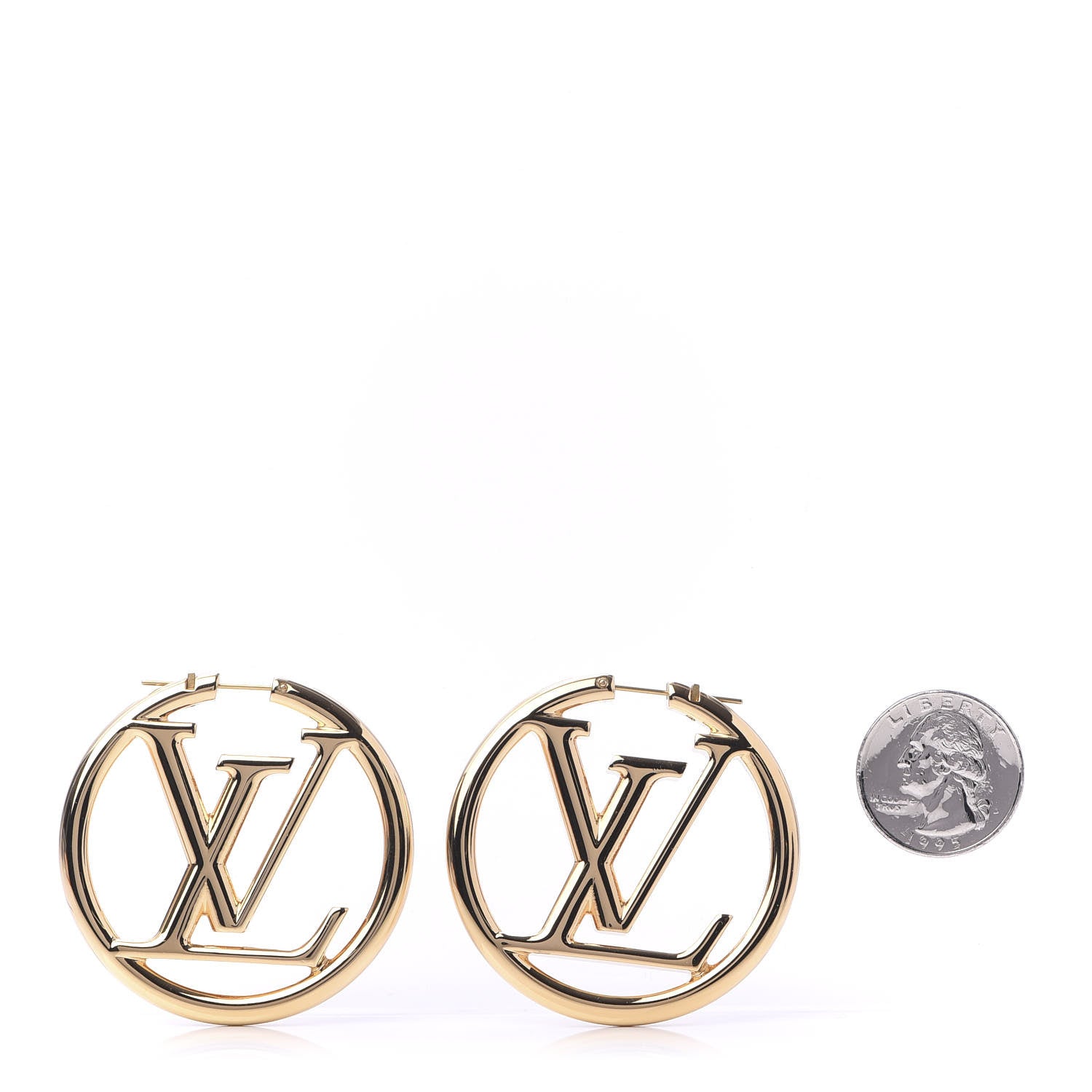 Louis Vuitton Metal Louise Hoop Earrings Gold 2 of 5