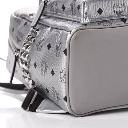 MCM Metallic Visetos Medium Side Stud Stark Backpack Berlin Silver 9 of 14