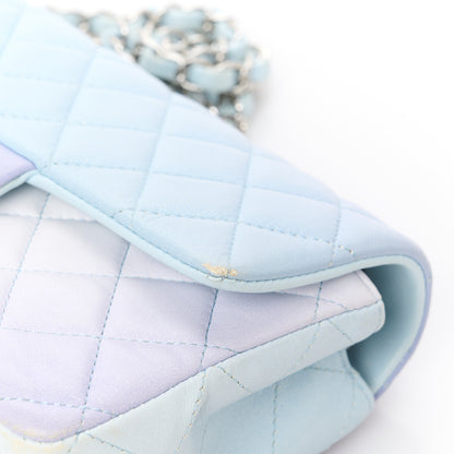 Chanel Perforated Lambskin Quilted Mini Rectangular Flap Light Blue Light Purple White 12 of 13