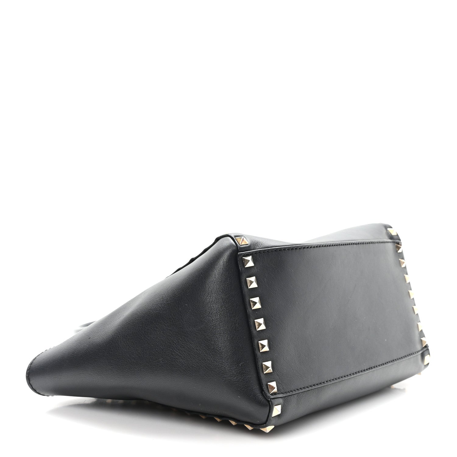 Valentino Garavani Vitello Small Rockstud Double Handle Tote Black