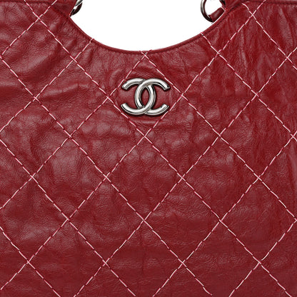 Chanel Glazed Goatskin Double Contrast Stitch Tote Red 8 of 10