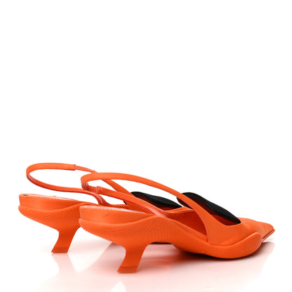 Prada Nylon Logo Bi-Color Pointed Toe 45mm Slingback Pumps 36.5 Orange Black 4 of 9