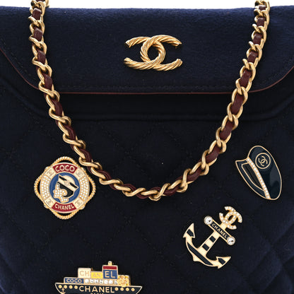 Chanel Wool Lambskin Quilted Paris Hamburg Charms Bucket Bag Dark Navy 8 of 10