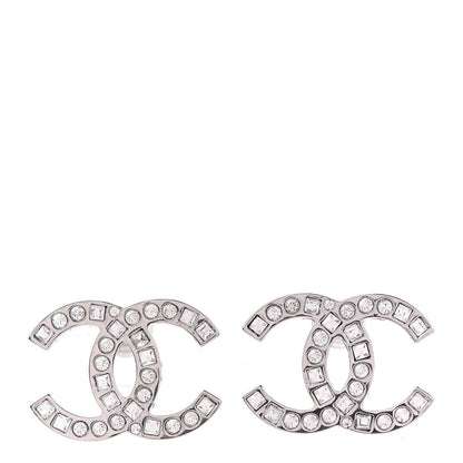 Chanel Baguette Crystal CC Earrings Silver 1 of 5