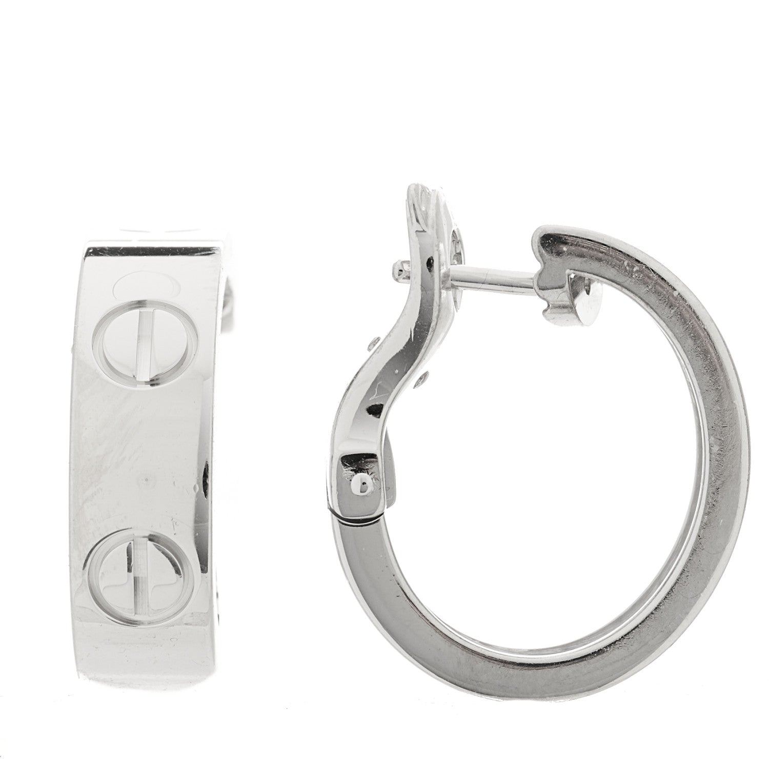 Cartier 18K White Gold 5.5mm LOVE French Clip Hoop Earrings 1 of 5