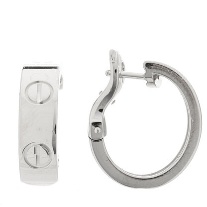 Cartier 18K White Gold 5.5mm LOVE French Clip Hoop Earrings 1 of 5