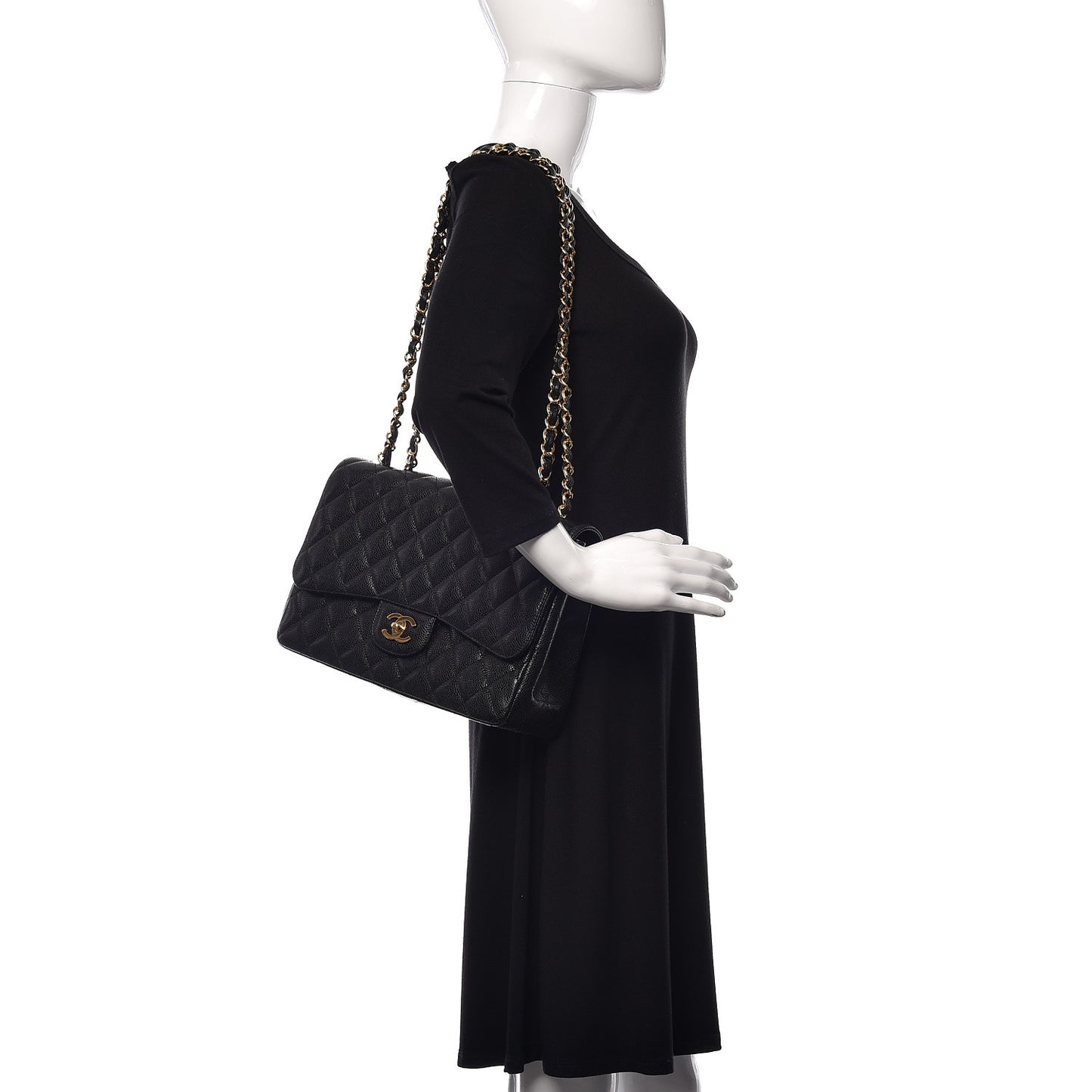 Caviar Quilted Jumbo Single Flap Black