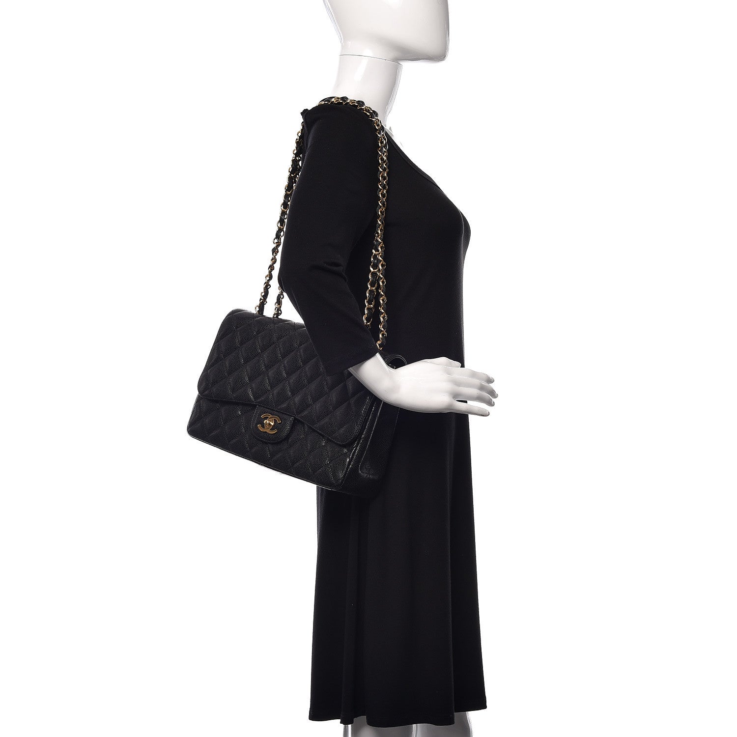 Chanel Caviar Quilted Jumbo Single Flap Black 2 of 11
