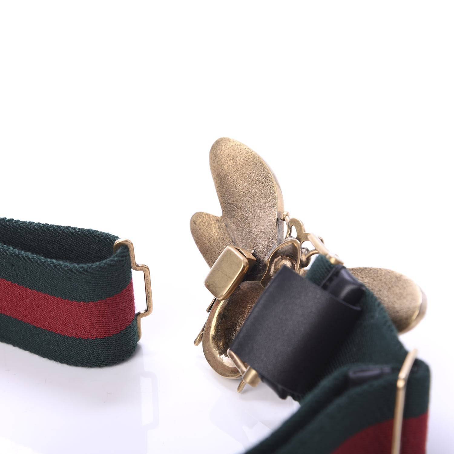 Gucci Web Queen Margaret Bee Belt 80 32 Red Green 3 of 5