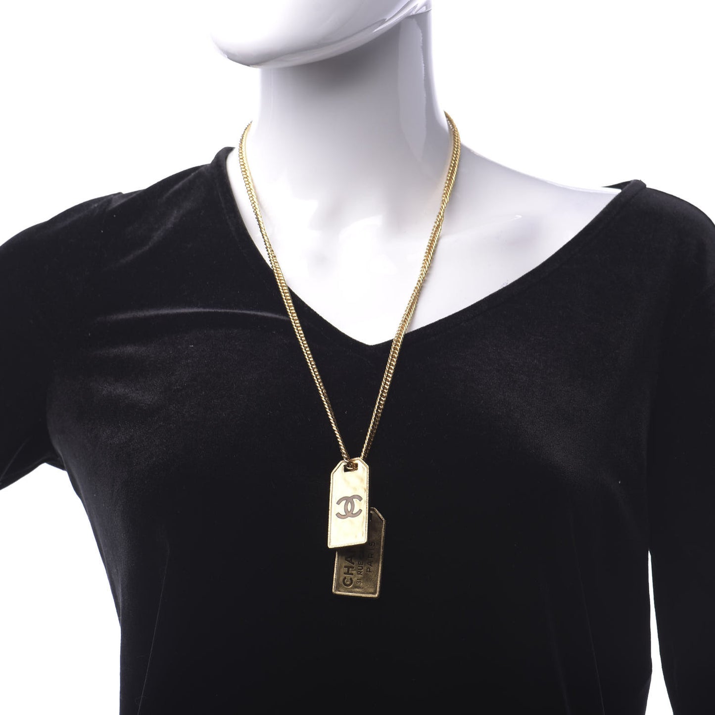 ID Dog Tag Charm Necklace Gold