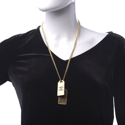 Chanel ID Dog Tag Charm Necklace Gold 2 of 6