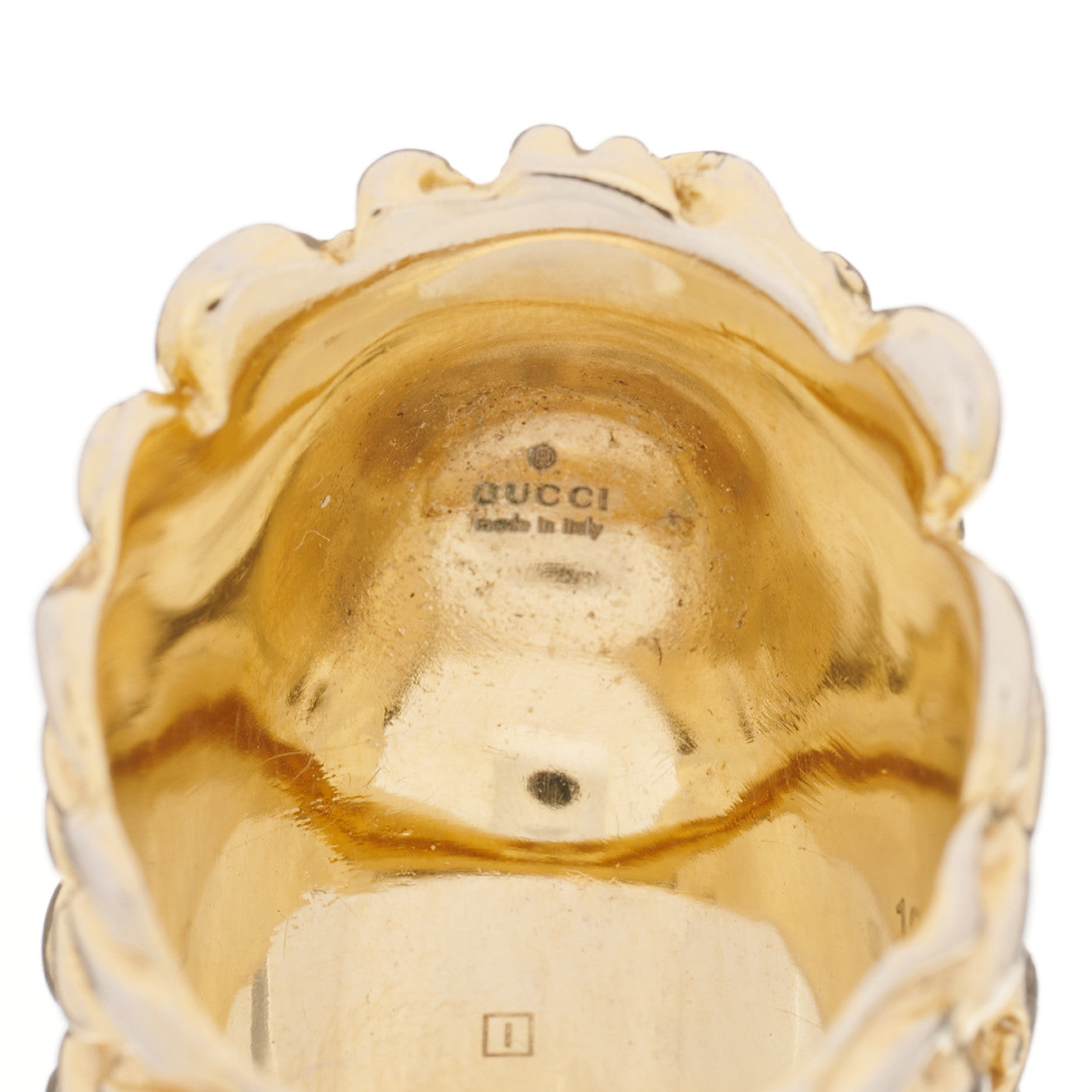 Metal Crystal Lion Head Ring 16 Aged Gold