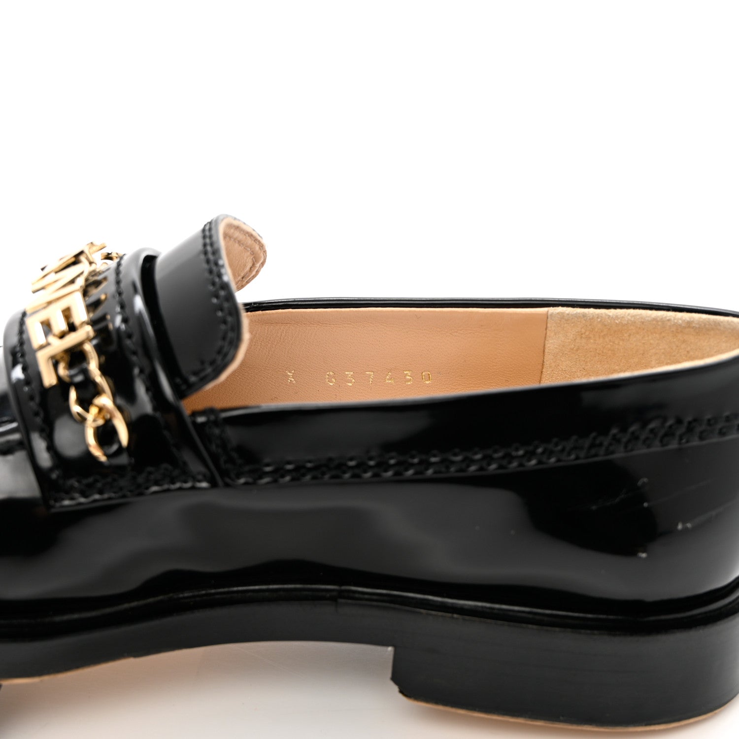 Chanel Shiny Calfskin Logo Loafers 35 Black 8 of 18