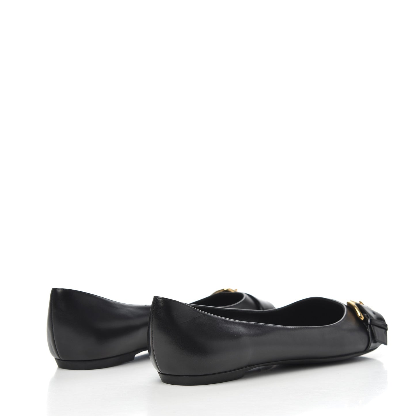 Calfskin Buckle Ballerina Flats 38.5 Black