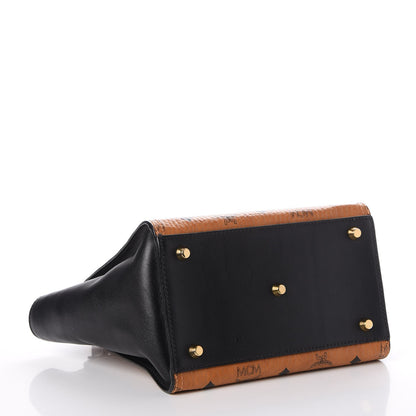 MCM Visetos Small Kathy Double Zip Tote Cognac Black 5 of 20