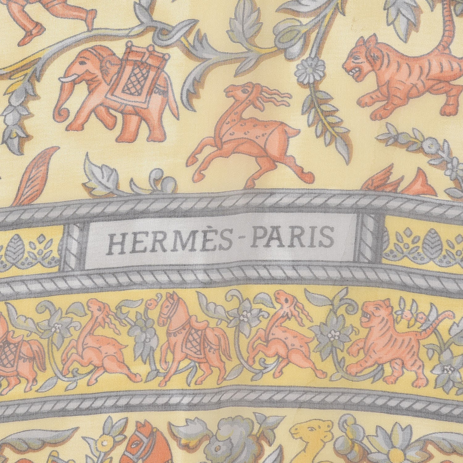 Hermes Cashmere Silk Chasse En Inde Shawl 140 4 of 9