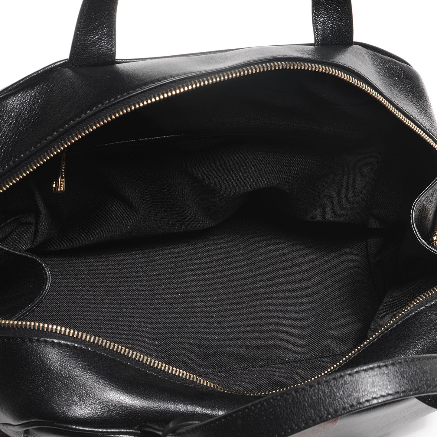 Leather Bi-Color Frankie Zip Satchel Black Chestnut