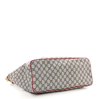 Gucci Soft GG Supreme Monogram Medium Crossbody Tote Beige Black Red 4 of 12