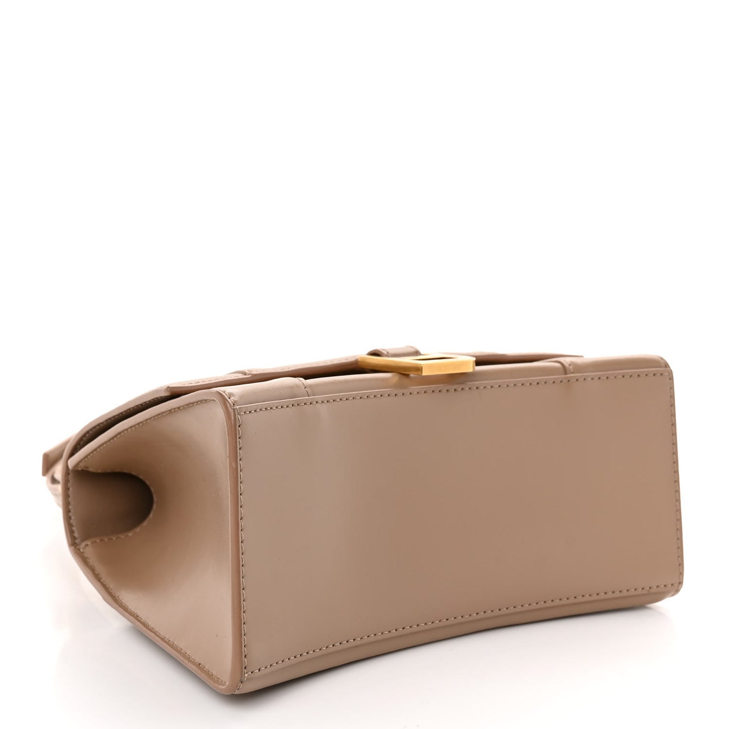 Shiny Box Calfskin Small Hourglass Top Handle Bag Sand