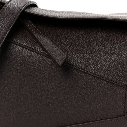 Loewe Soft Grained Calfskin Small Puzzle Edge Bag Dark Chestnut 9 of 11