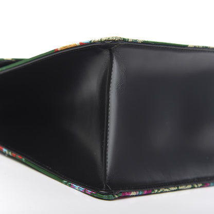 Gucci Jacquard Floral Medium Sylvie Top Handle Bag Green Multicolor Black 10 of 12