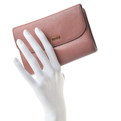 Miu Miu Goatskin Madras Flap Wallet Antico 2 of 16