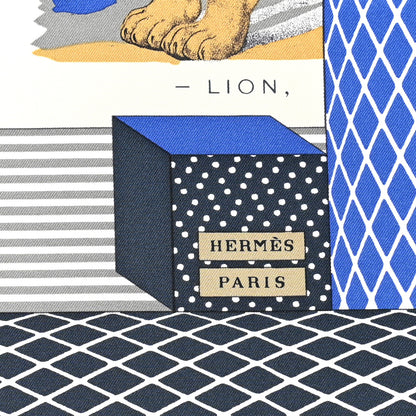 Hermes Silk Grand Theatre Nouveau Scarf 90 Bleu Royal Mordore White 2 of 6
