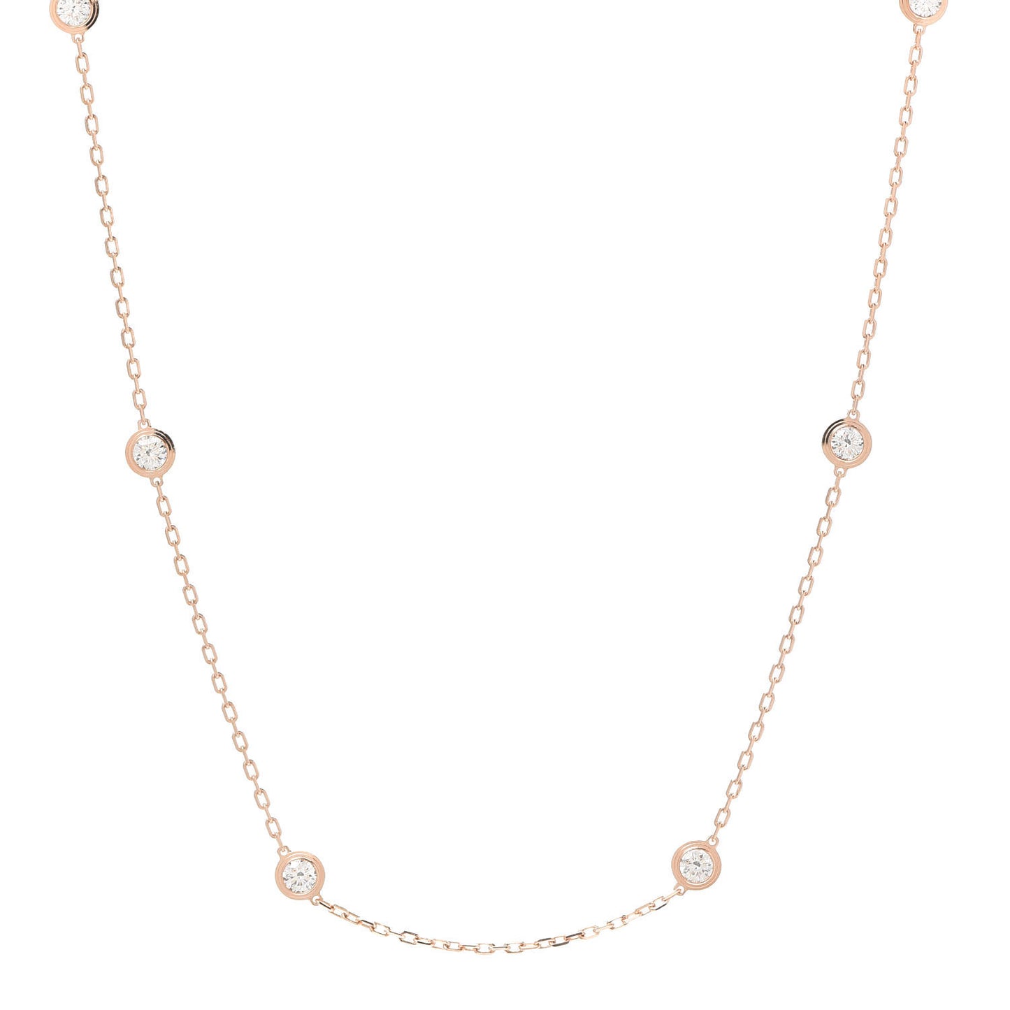 18K Pink Gold 8 Diamond D'Amour Station Necklace