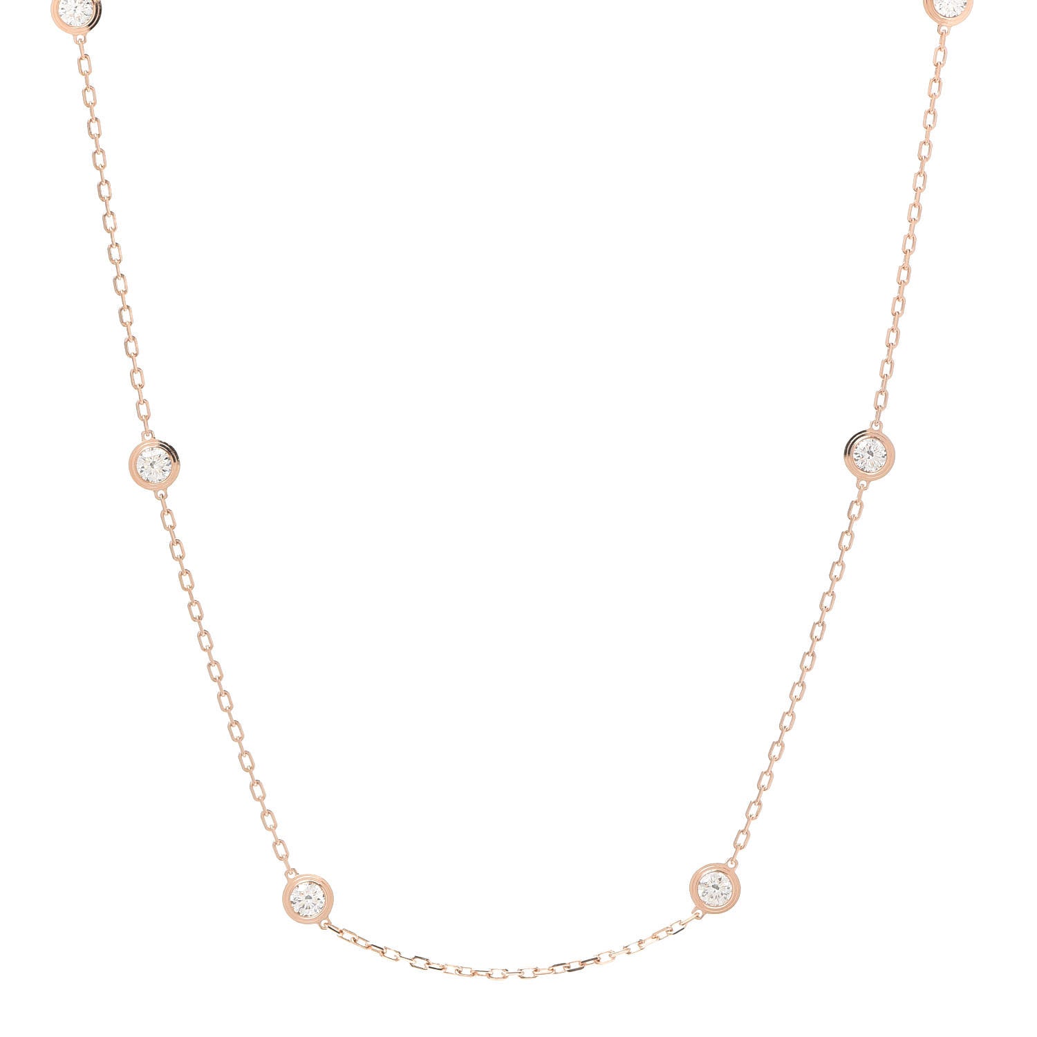 Cartier 18K Pink Gold 8 Diamond D'Amour Station Necklace 1 of 5