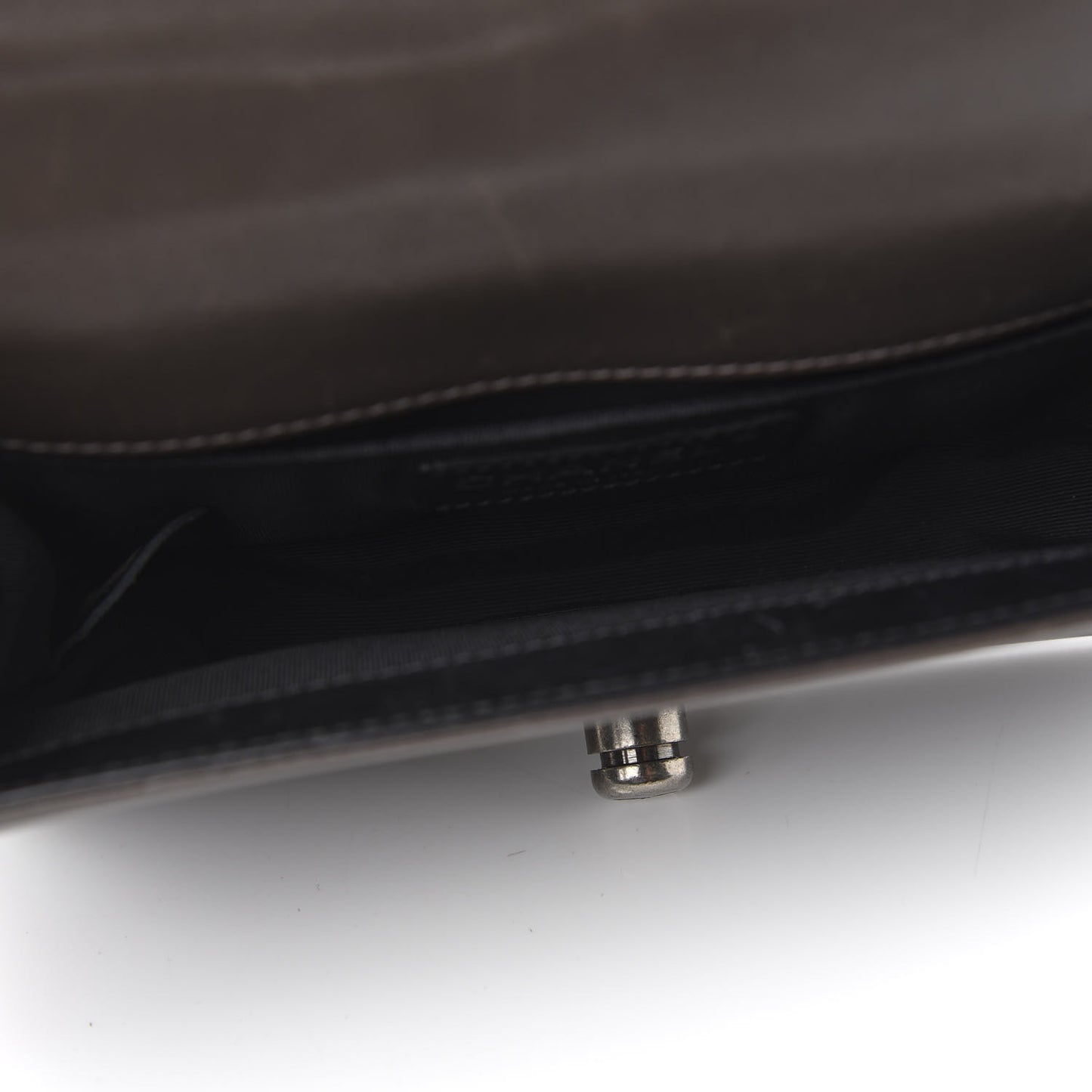 Glazed Calfskin Small Boy Flap Black Brown