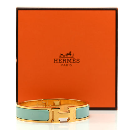 Hermes Enamel Narrow Clic Clac H Bracelet PM Vert Aqua 5 of 5