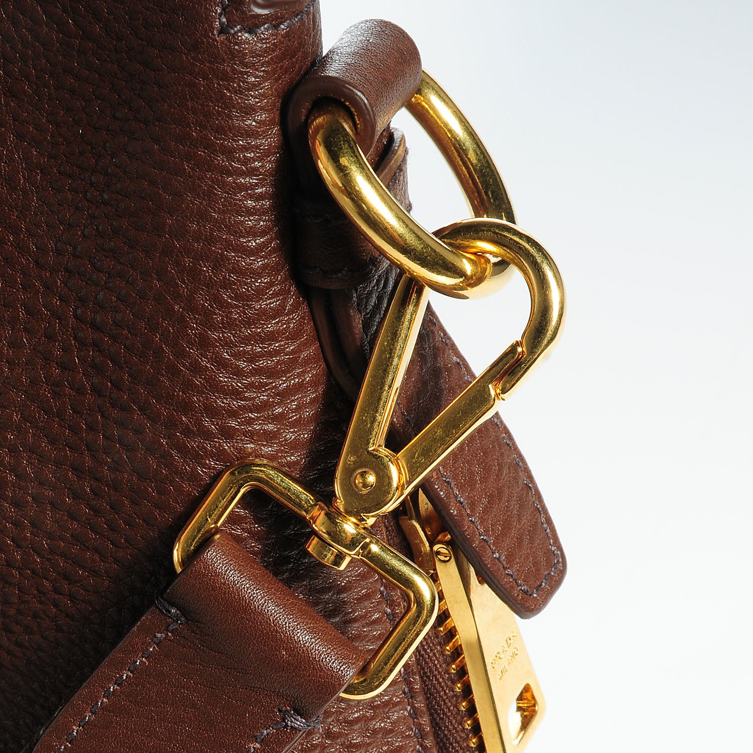 Prada Vitello Daino Zipper Hobo Bruciato 13 of 16