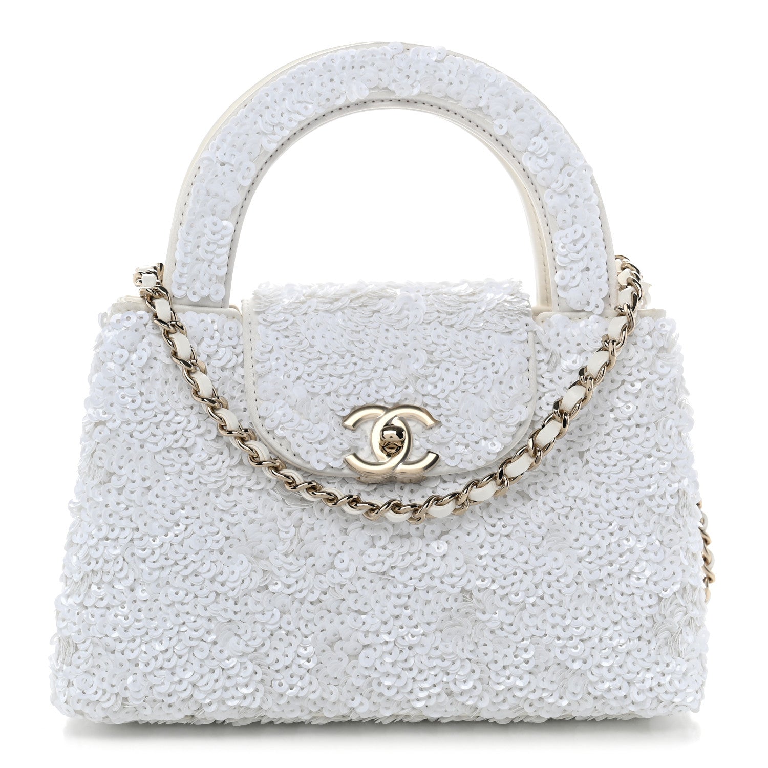 Chanel Sequin Nano Kelly Shopper White 1 of 11