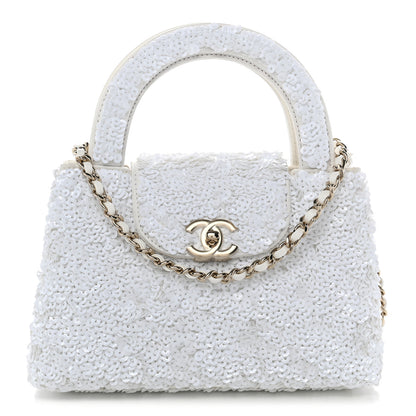 Chanel Sequin Nano Kelly Shopper White 1 of 11