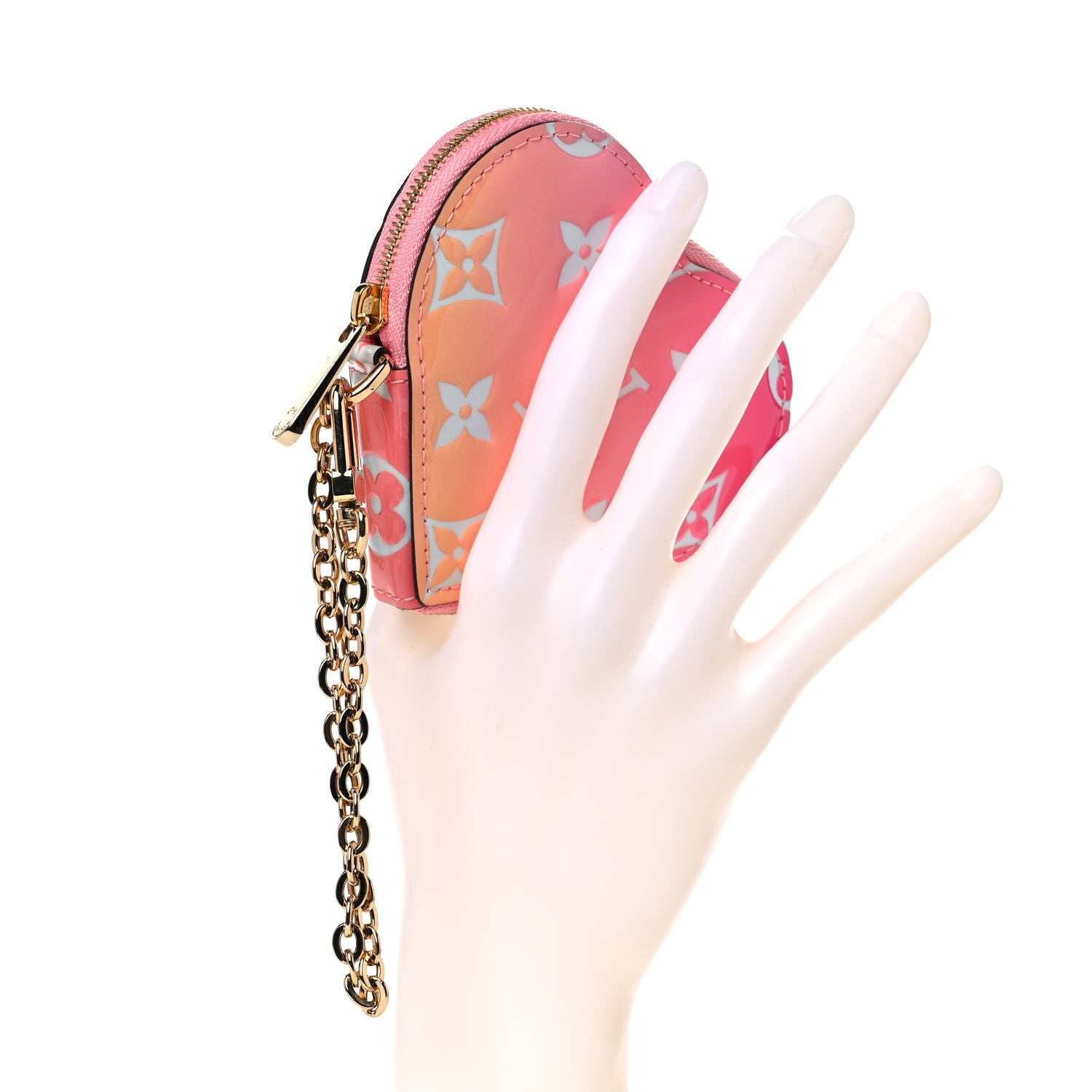 Louis Vuitton Vernis Gradient Love Lock Heart Coin Purse Pink White 2 of 8