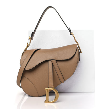 Christian Dior Grained Calfskin Saddle Bag With Strap Warm Taupe 9 of 9
